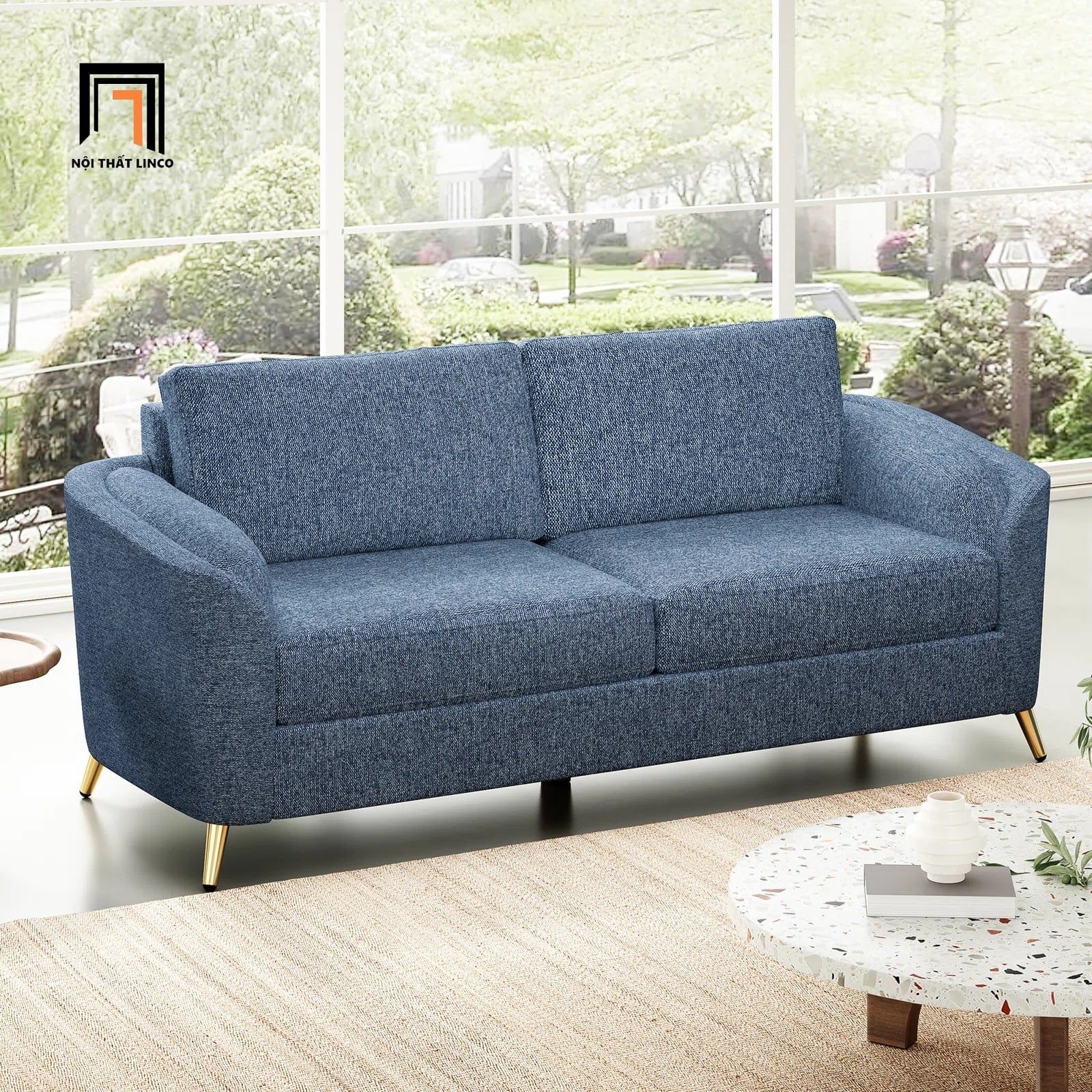  Ghế sofa băng cong vải nỉ BHQ36 Zaheer 1m9 cho chung cư 
