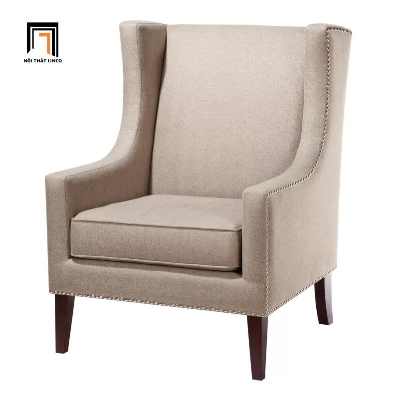  Ghế sofa đơn phong cách châu Âu DT88 Pennard vải nỉ trắng kem 