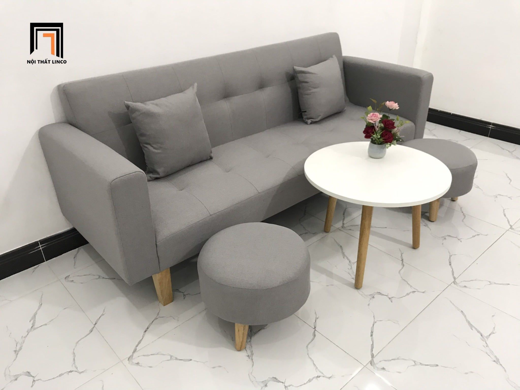  Bộ sofa giường dài 2m đa năng xám ghi trắng GBL2 giá rẻ nhỏ gọn 