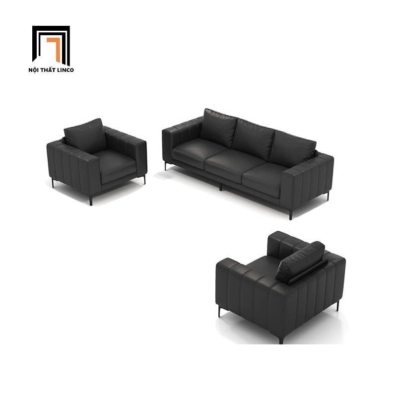 Ghế sofa băng da chống trầy màu đen BHQ64 Hacien dài 2m1 
