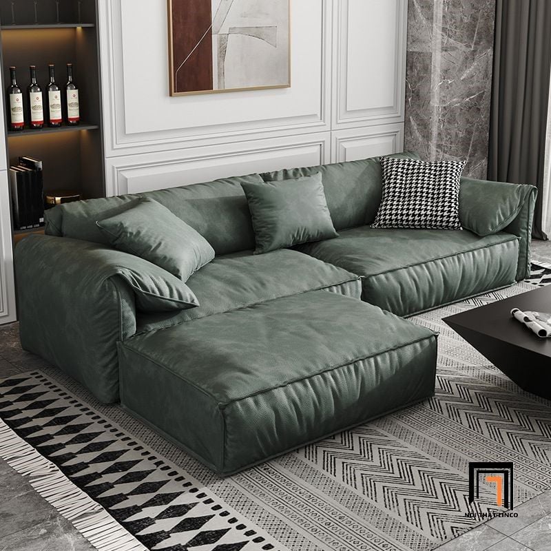  Bộ ghế sofa phòng khách da giả KT80 Mariubo màu xanh lá 