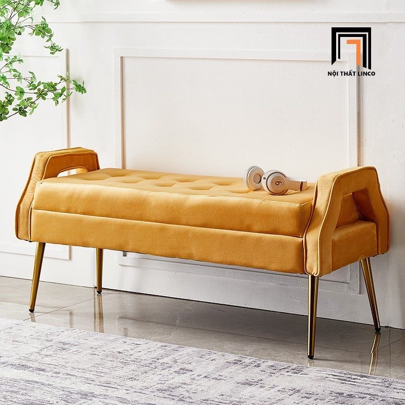  Sofa bench vải nhung SB30 Scarlet 1m4 x 55 màu vàng đồng 