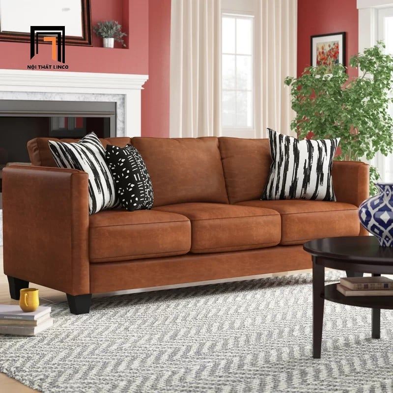  Ghế sofa băng cao cấp BT7 Obaton 2m da công nghiệp nâu đậm 