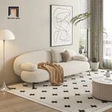  Bộ ghế sofa cong vải nỉ KT56 Nina màu trắng kem cho shop tiệm 