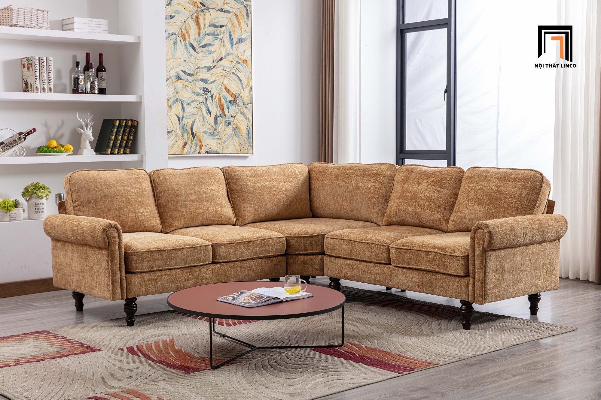 Bộ ghế sofa góc L châu Âu 2m4 x 2m4 GT68 Winston sang trọng 