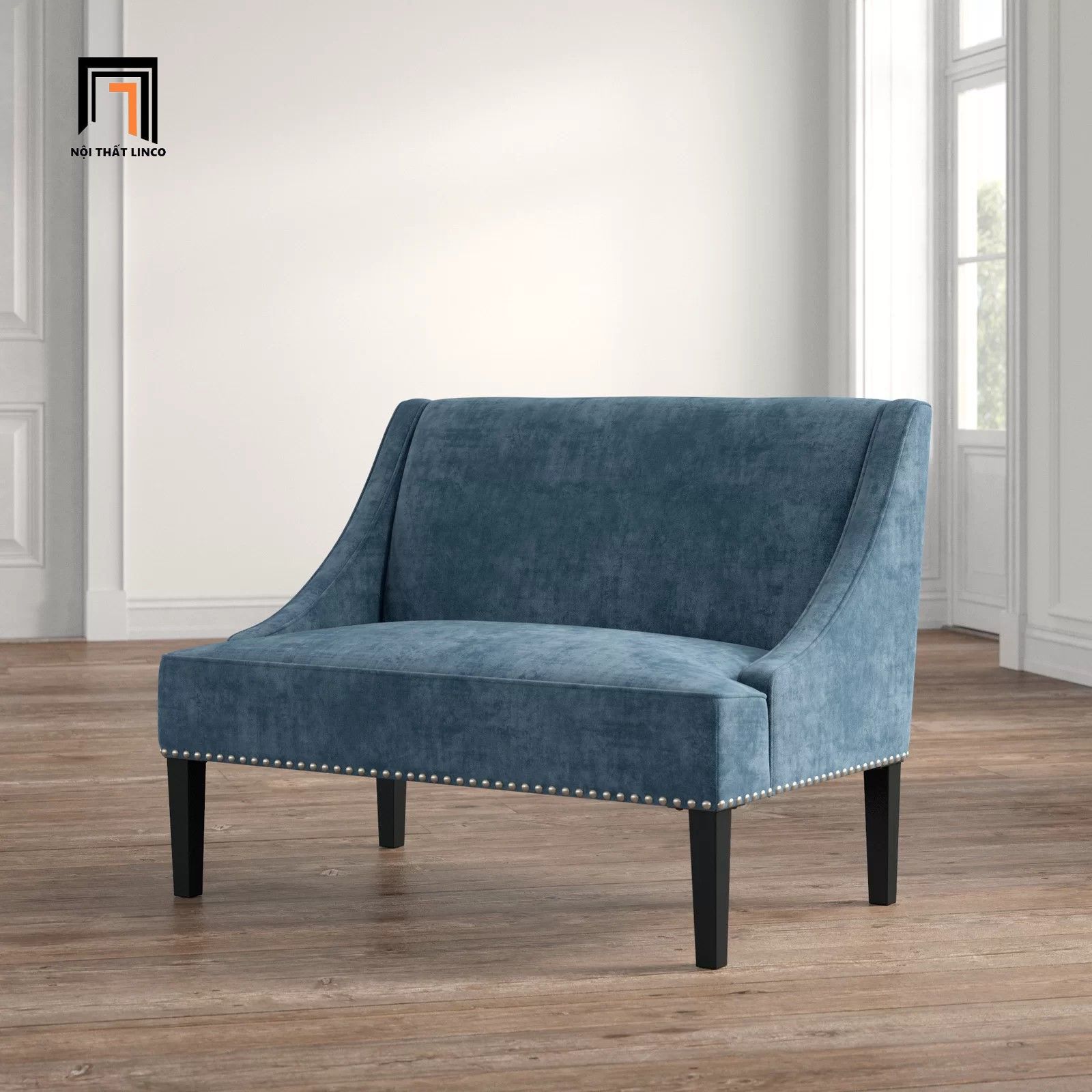  Ghế sofa băng nhỏ gọn 1m3 BT51 Tormel đính nút bạc nổi bật 