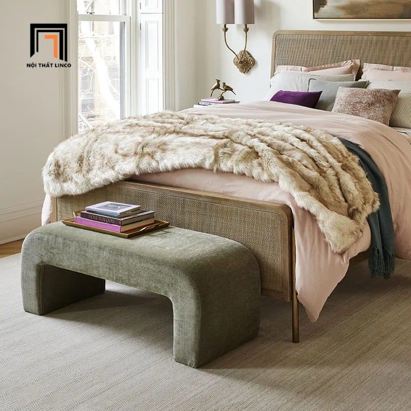  Ghế sofa đôn dài 1m2 SB6 Steven màu cam vải nỉ mềm 