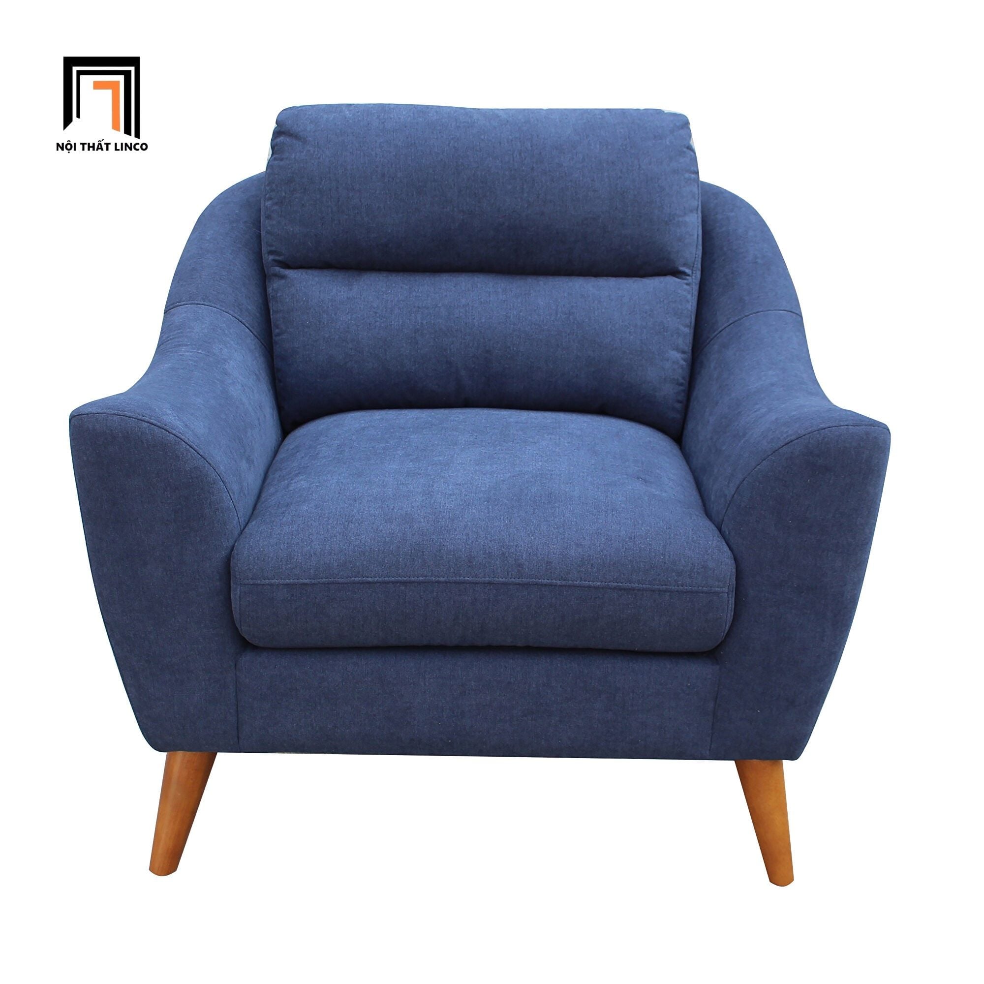  Set ghế sofa gia đình KT40 Gano bọc vải bố cotton xanh dương 