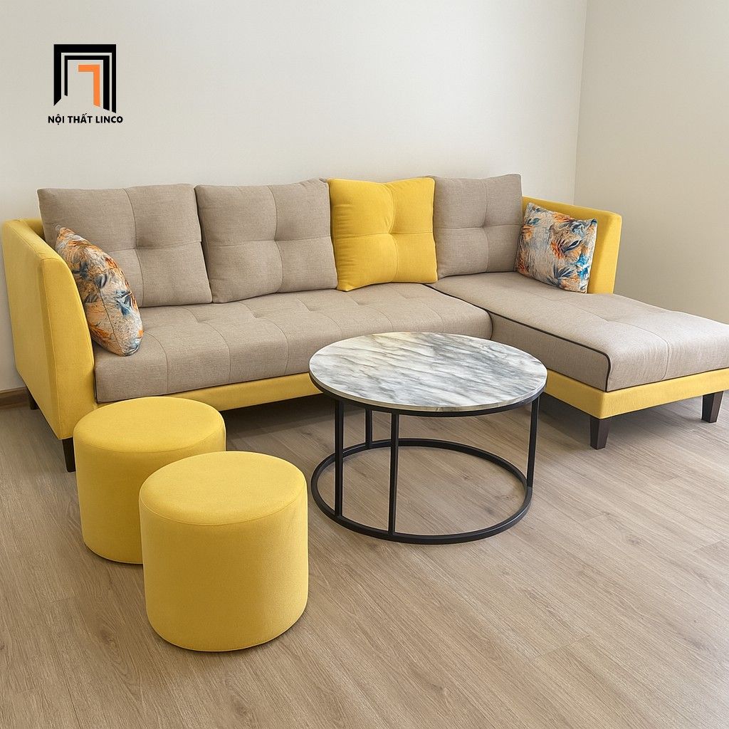  Bộ ghế sofa góc 2m5 x 1m6 GT235 Greci vải nỉ cho chung cư 