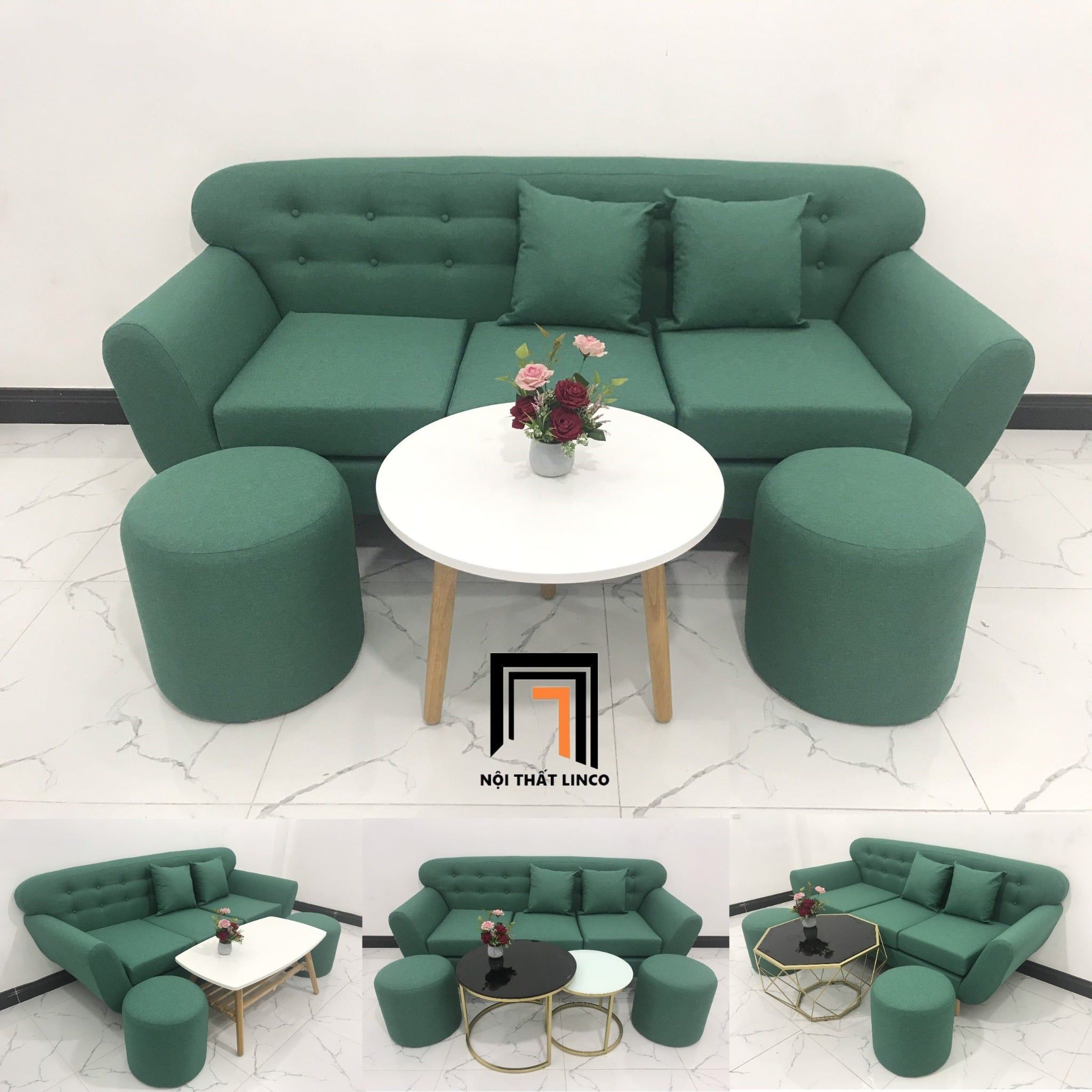  Bộ ghế sofa băng xanh dương BL12 BTC dài 1m9 phòng khách 