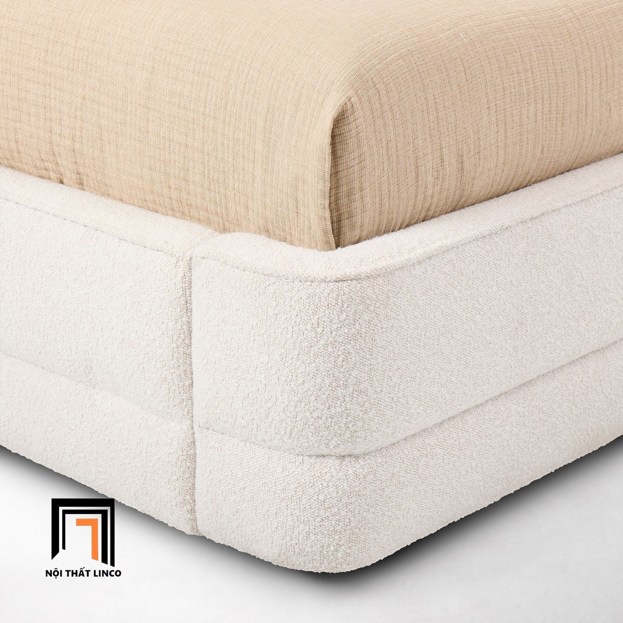  Giường ngủ màu trắng kem xinh GN127 Chula vải lông cừu mềm 