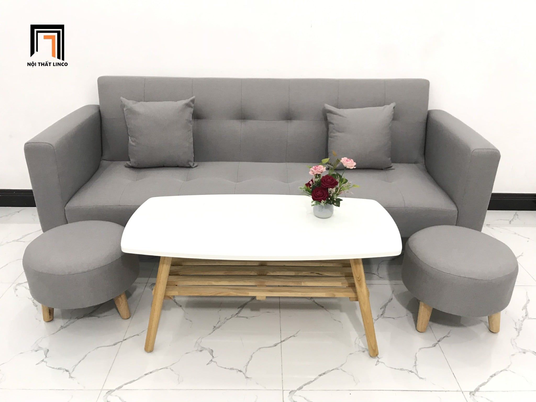  Bộ sofa giường dài 2m đa năng xám ghi trắng GBL2 giá rẻ nhỏ gọn 
