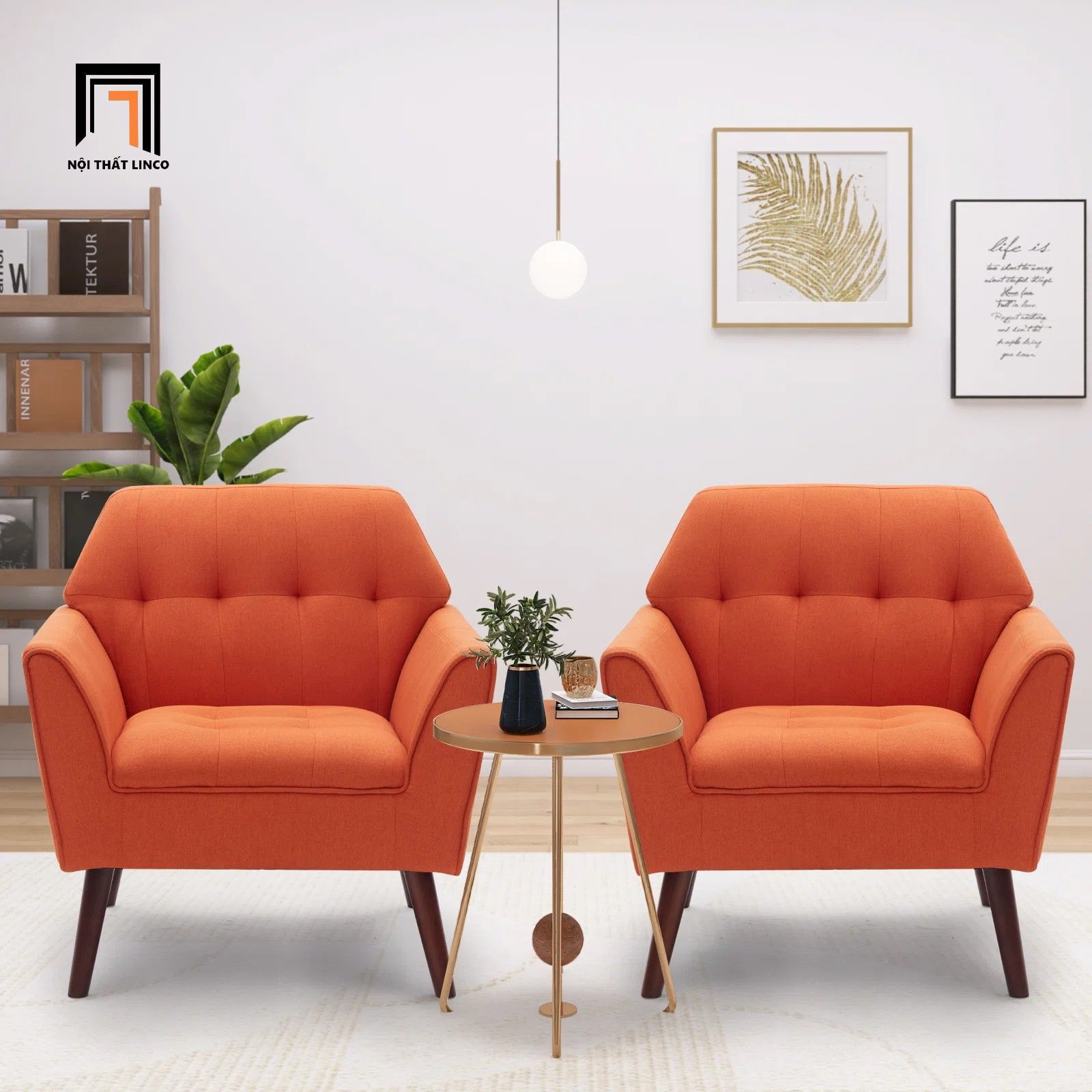  Ghế sofa đơn màu cam hiện đại DT97 Chopda phòng khách đẹp 