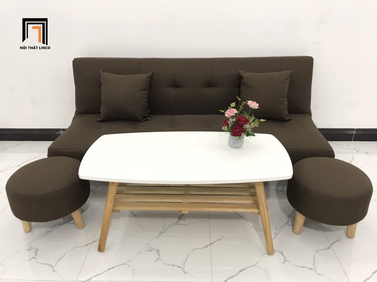 Bộ ghế sofa salon bed giường nằm GBL1 1m7 màu nâu đậm giá rẻ 