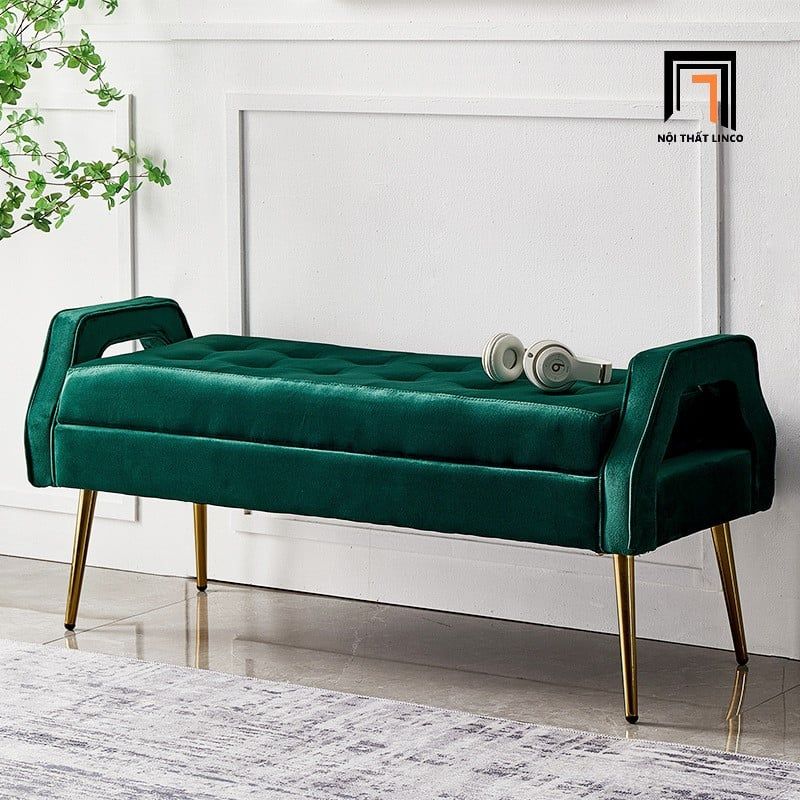  Sofa bench vải nhung SB30 Scarlet 1m4 x 55 màu vàng đồng 