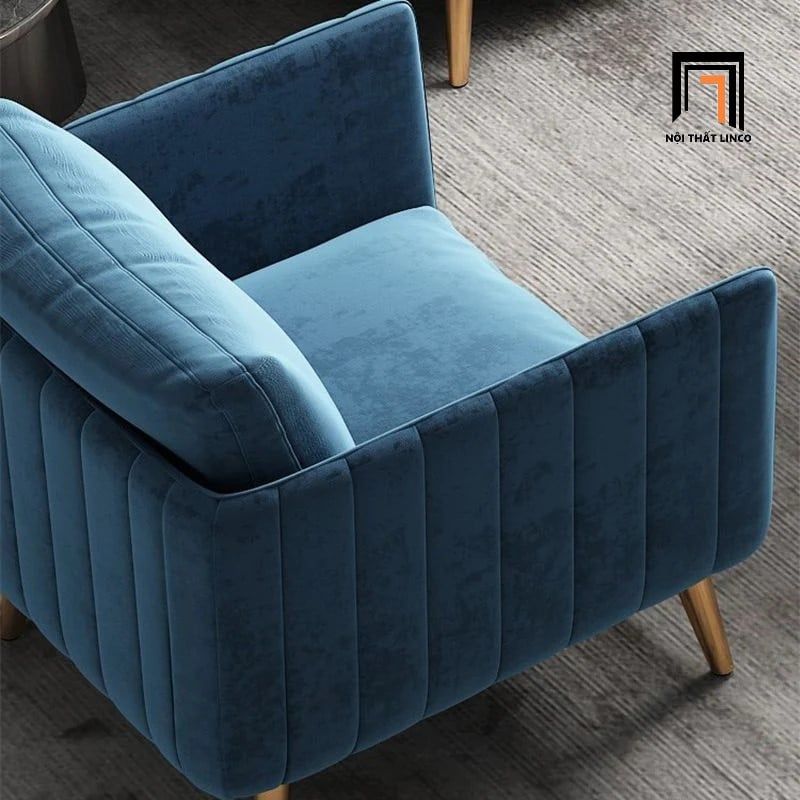  Ghế sofa đơn 1 người ngồi DT79 Genlis vải nhung màu xanh dương 