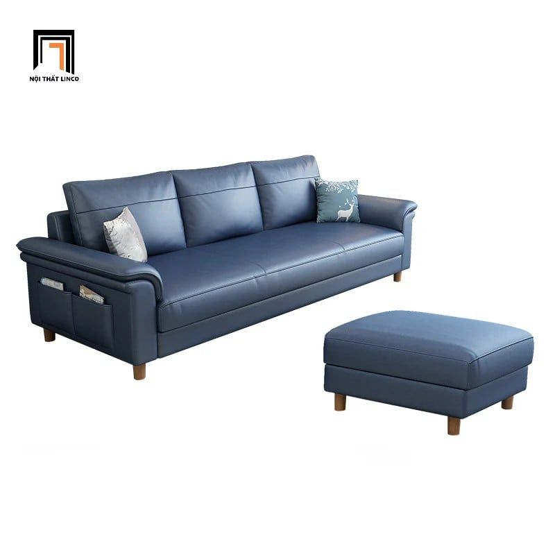  Ghế sofa băng dài 2m1 BT25 Bawati da Pu màu xanh dương 