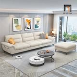 Sofa U lớn UT85 Solyn dài 3m4 vải nỉ màu trắng kem 