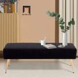  Ghế sofa đôn vải nhung đen SB3 Bretton dài 1m4 chân inox 
