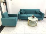  Bộ ghế sofa phòng khách nhỏ KL2 Basim màu xanh lá vải nhung 