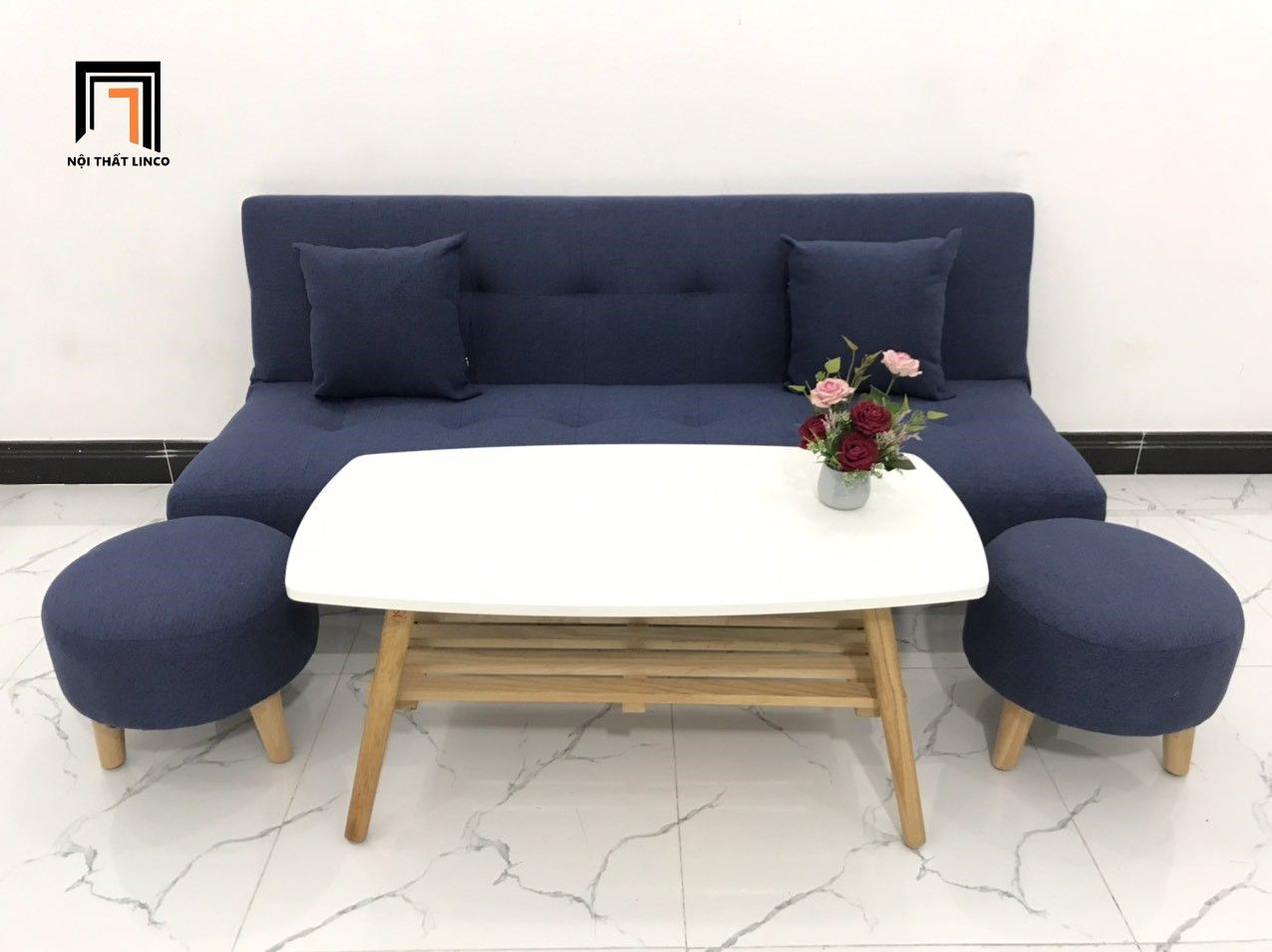  Bộ ghế sofa giường nằm dài 1m7 nhỏ gọn GBL1 xanh dương đậm 
