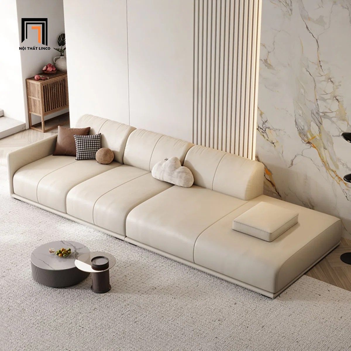  Ghế sofa văng kiểu dáng hiện đại BHQ35 Condron 2m6 bọc da 