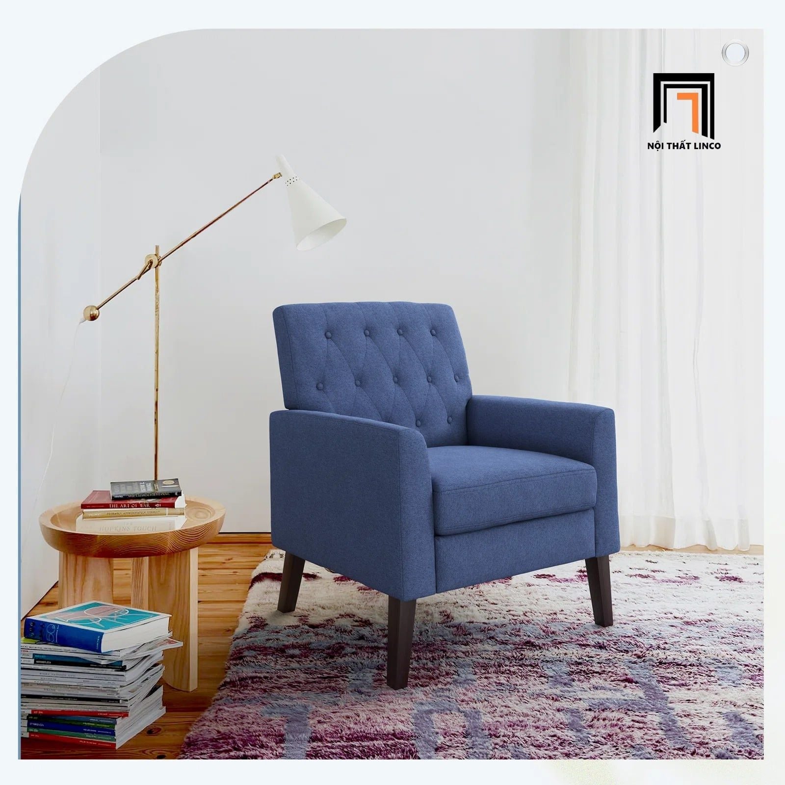  Ghế sofa đơn phòng khách gia đình DT94 Asaria màu xanh lá 