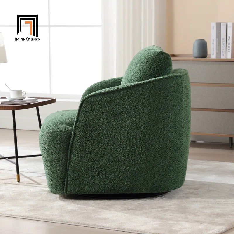  Ghế sofa đơn màu xanh lá vải lông cừu DT90 Dalbert nhỏ gọn 