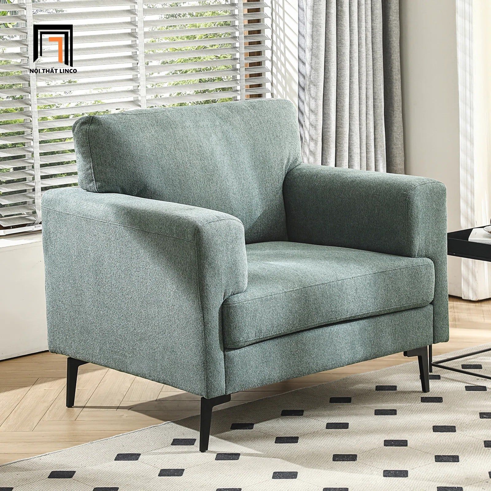  Ghế sofa đơn màu xanh ngọc giá rẻ DT78 Blennie vải nỉ bố 