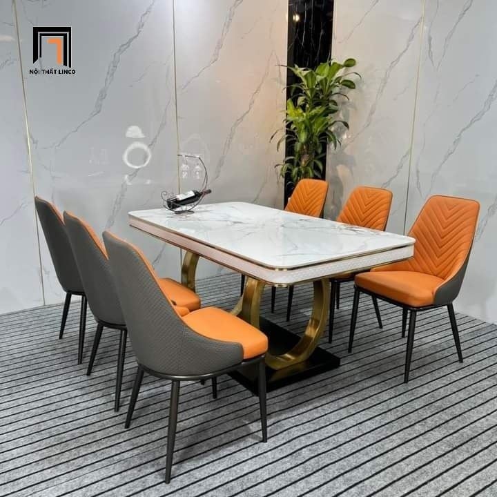  Bàn ghế ăn lớn cho phòng bếp 8-BAD6-Yenga đá ceramic đẹp 