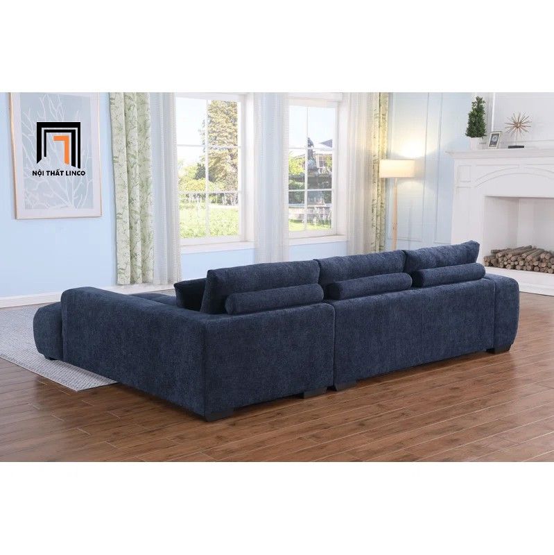  Bộ ghế sofa góc L cao cấp GT252 Marigail 2m5 x 1m7 vải nỉ xanh 