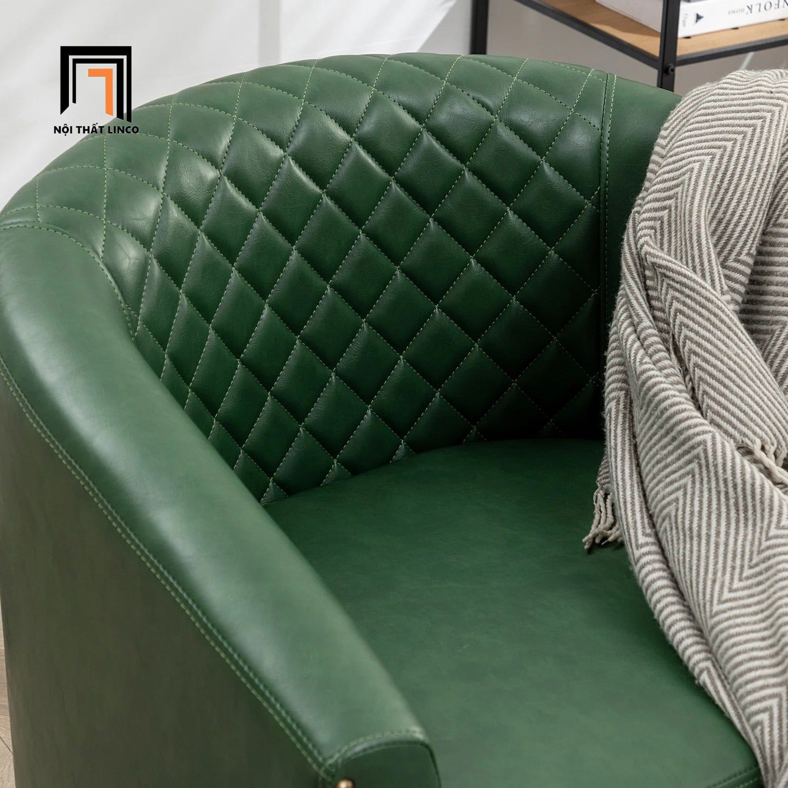  Ghế sofa đơn sang trọng DT98 Boney da công nghiệp màu nâu 