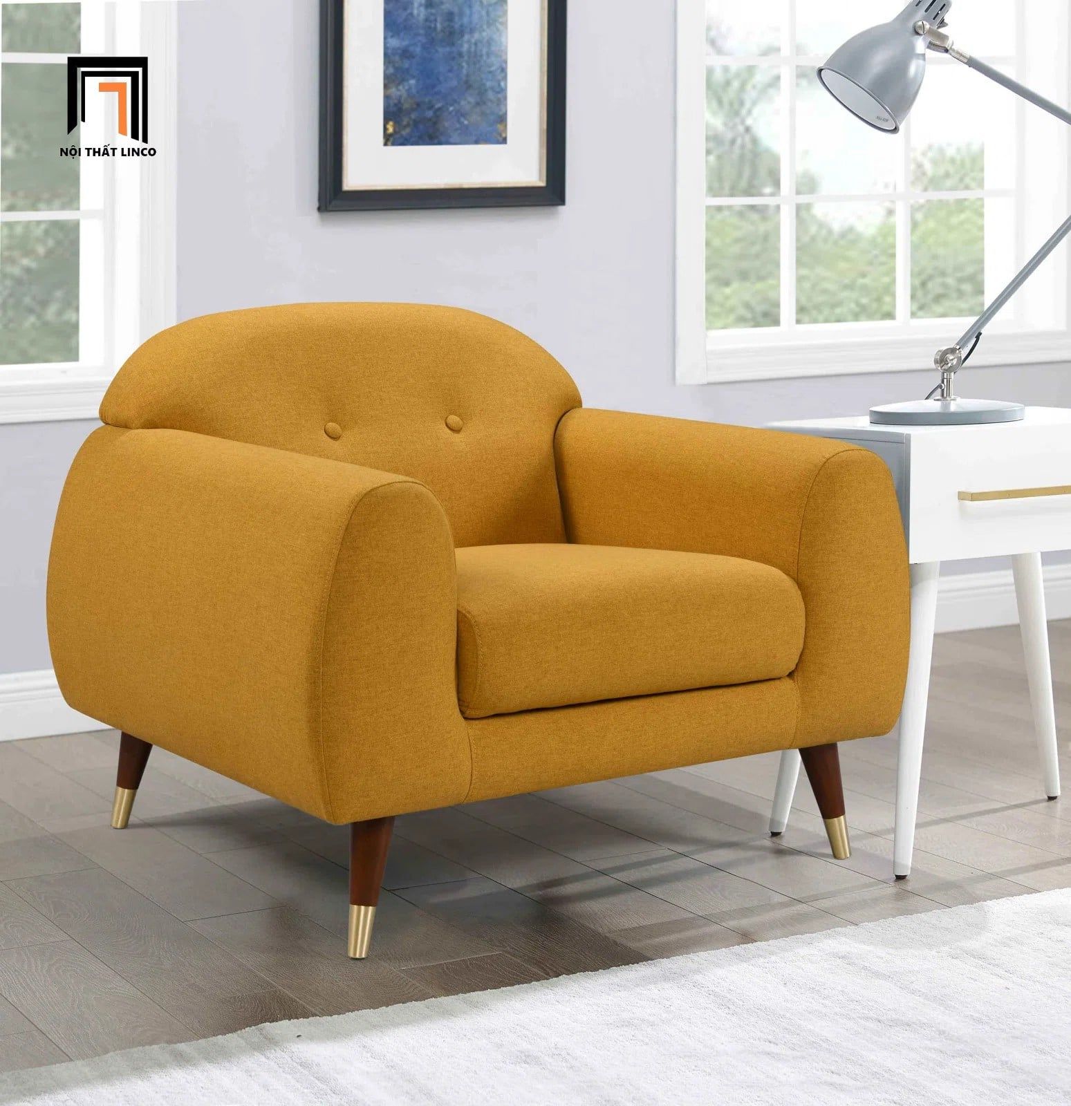  Ghế sofa đơn kiểu cong DT83 Elishah vải nỉ cho sảnh chờ 