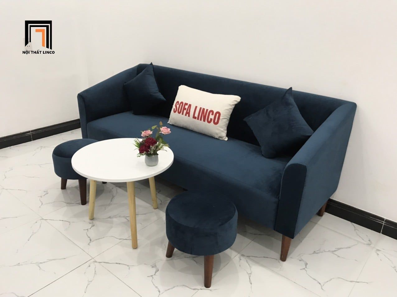  Bộ ghế sofa băng dài xanh đậm BL6 Pelly dài 1m9 cho văn phòng 