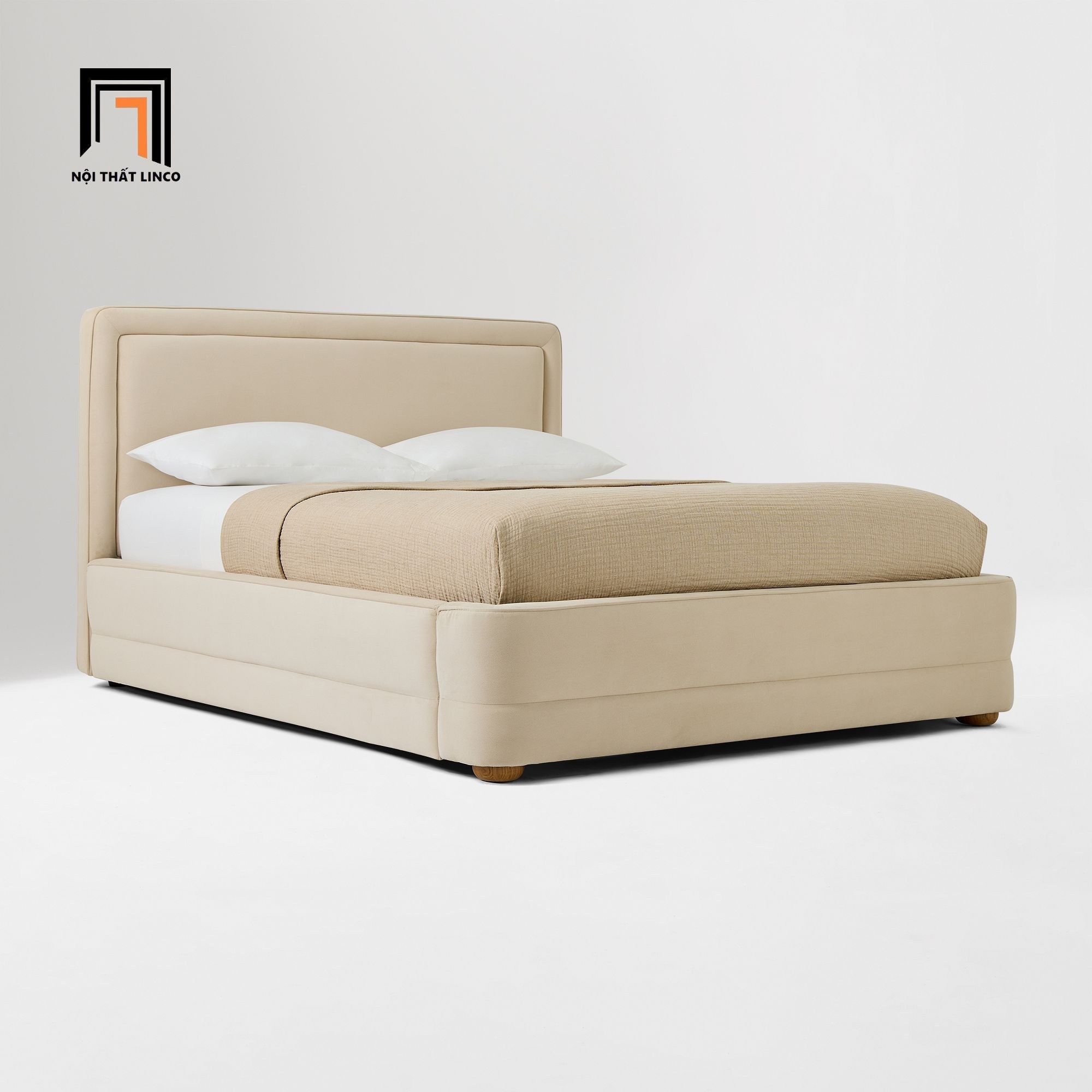  Giường ngủ màu trắng kem xinh GN127 Chula vải lông cừu mềm 