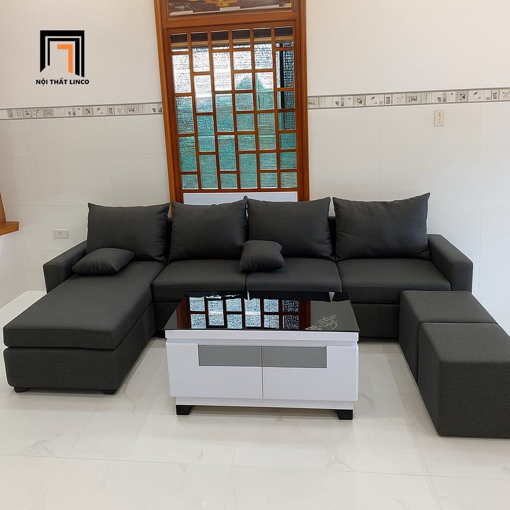  Ghế sofa góc chữ L GT93 Blacky 3m x 1m6 cho phòng khách lớn 