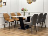  Set bàn ghế ăn dài 1m4 6 ghế đẹp 9-BAD6-Althie nhập khẩu 