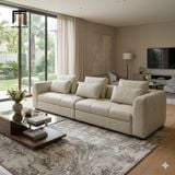  Sofa băng 2m6 da xám trắng BHQ97 Artas phòng khách hiện đại 