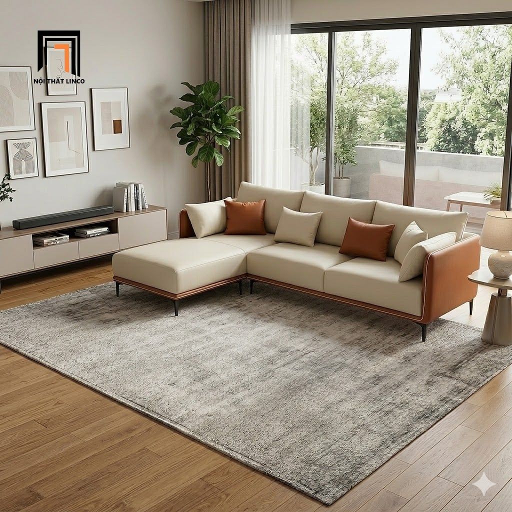  Bộ ghế sofa góc da giả GT298 Nieto 2m2 x 1m6 chung cư nhỏ 