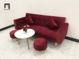  Bộ ghế sofa giường đa năng GBL2 2m màu đỏ vải nhung giá rẻ 
