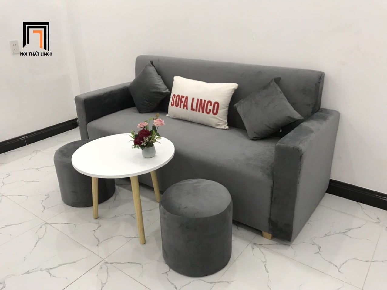  Bộ ghế sofa băng xám đen BL4 Pakita dài 1m9 phòng khách nhỏ 