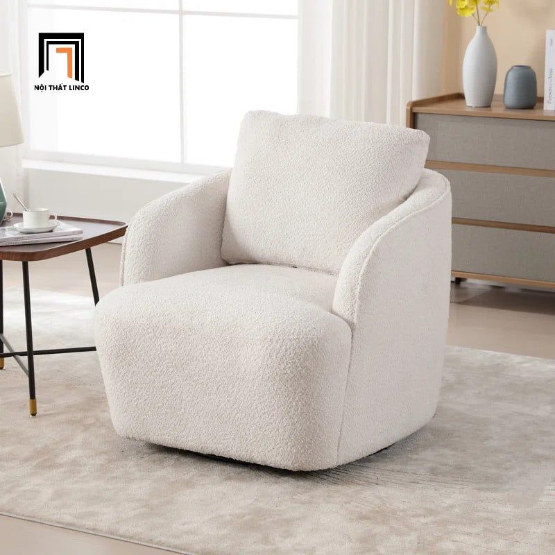  Ghế sofa đơn màu xanh lá vải lông cừu DT90 Dalbert nhỏ gọn 