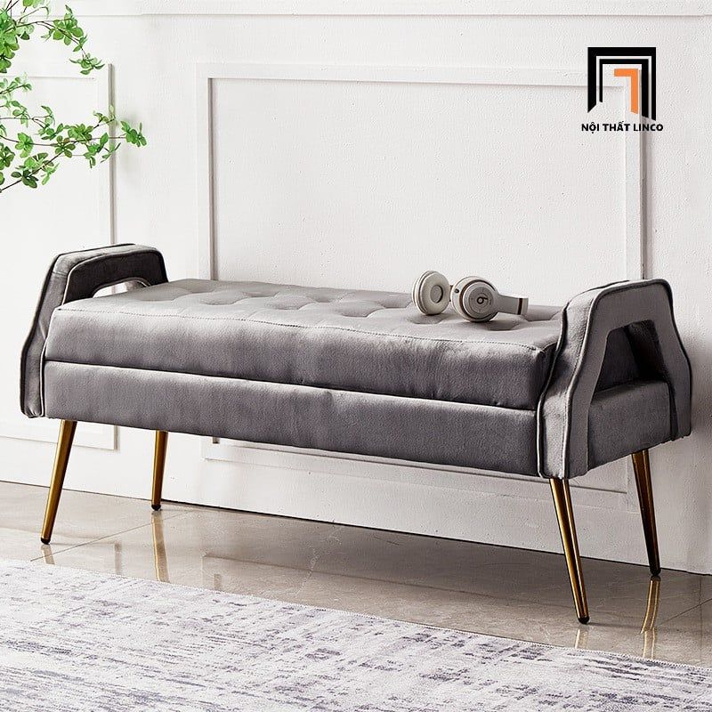  Sofa bench vải nhung SB30 Scarlet 1m4 x 55 màu vàng đồng 