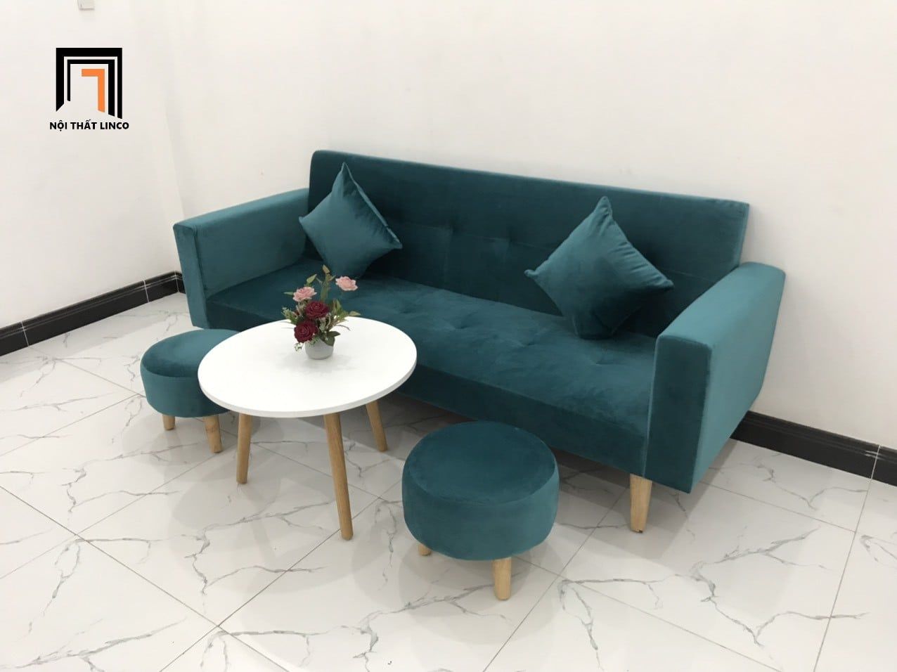  Bộ ghế sopha giường nằm dài 2m GBL2 màu xanh cổ vịt giá rẻ 