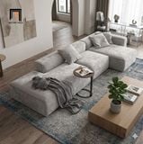  Bộ ghế sofa góc xám vải nhung 3m1 x 1m4 GT277 Lyth hiện đại 