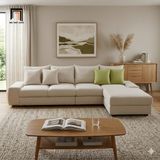  Bộ ghế sofa góc L vải nỉ trắng kem GT276 Farson 3m x 1m6 giá rẻ 