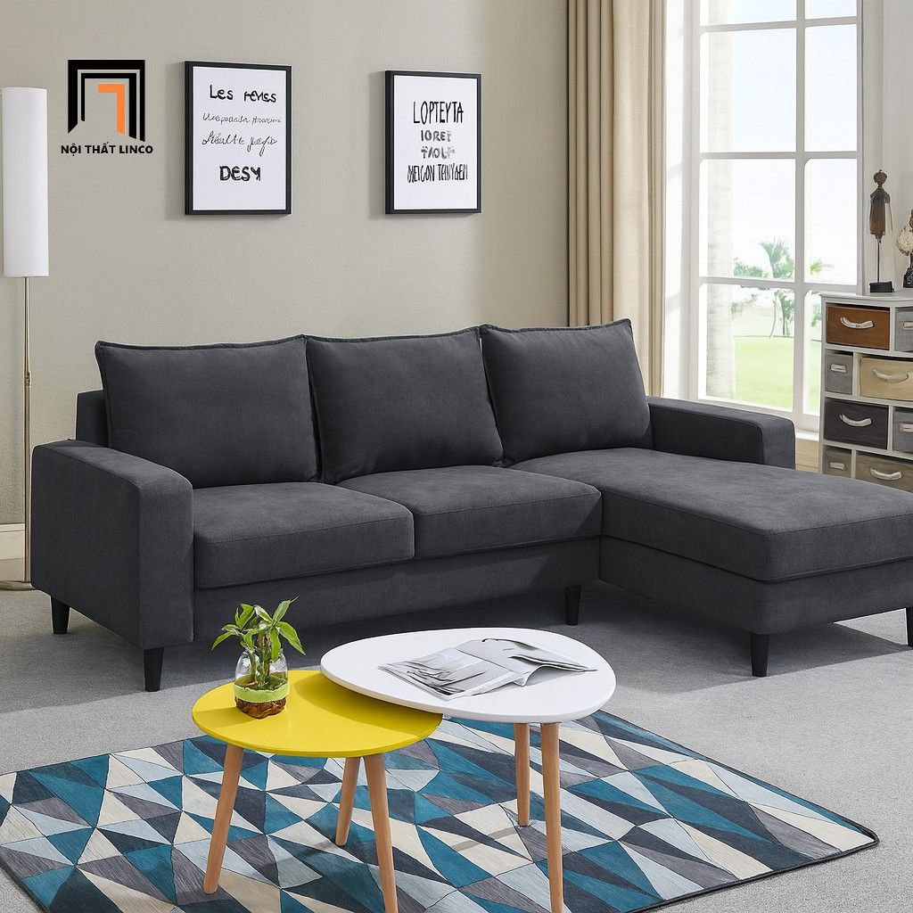  Bộ ghế sofa góc L 2m2 x 1m6 GT102 Gotfry vải nhung giá rẻ 