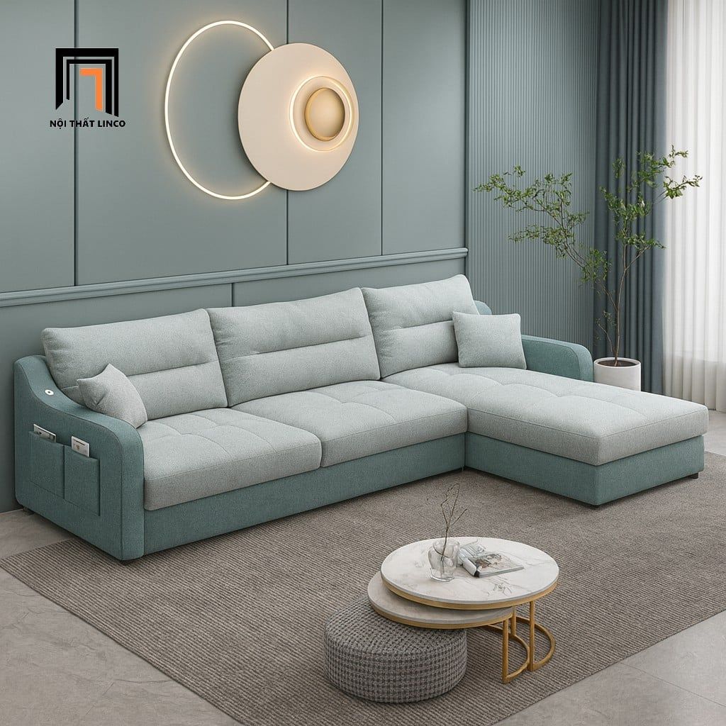  Bộ ghế sofa chữ L GT53 Kles 2m4 x 1m6 giá rẻ vải nỉ bố 