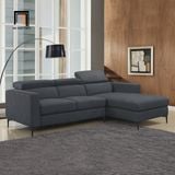  Ghế sofa góc thư giãn vải nhung GT91 Tashaye 2m4 x 1m7 xám đen 