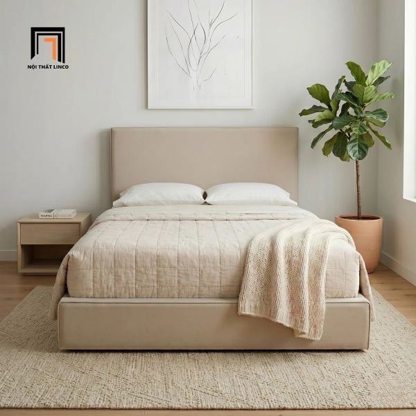 giường ngủ màu be hiện đại